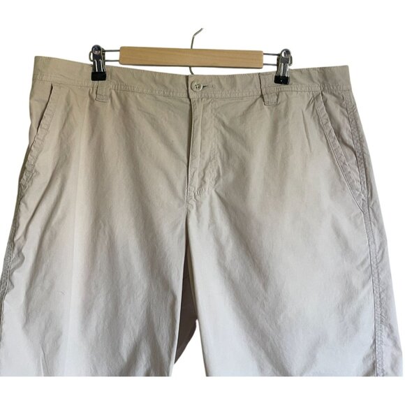 Columbia W38 L10 Cotton Shorts Men's Flat Front  Khaki Tan Chino 10" Inseam - Picture 3 of 9